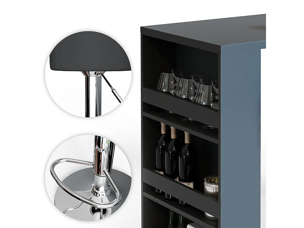 Set de table de bar anthracite 57x117x106