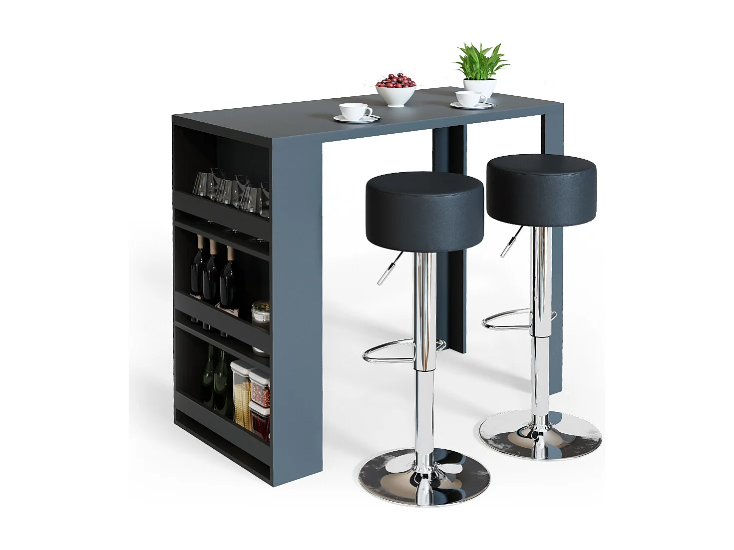 Set de table de bar anthracite 57x117x106