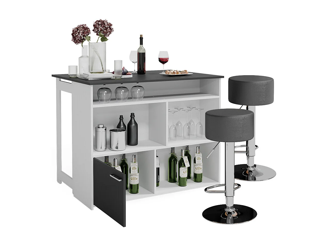 Tavolo bar con sgabelli antracite/bianco 116x37x90.5 dominic