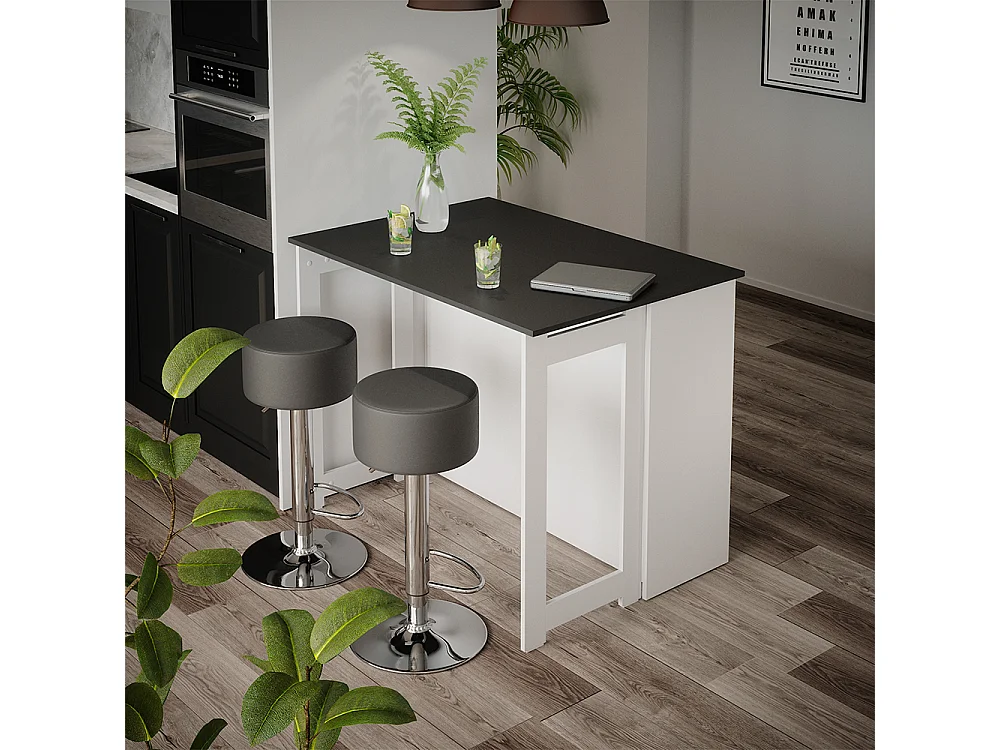 Set de table de bar anthracite/blanc 116x37x90.5 dominic