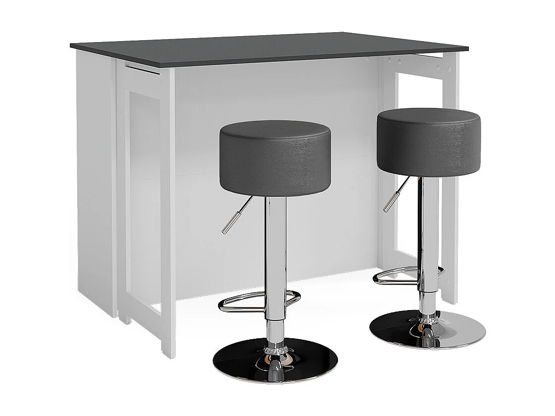 Set de table de bar anthracite/blanc 116x37x90.5 dominic