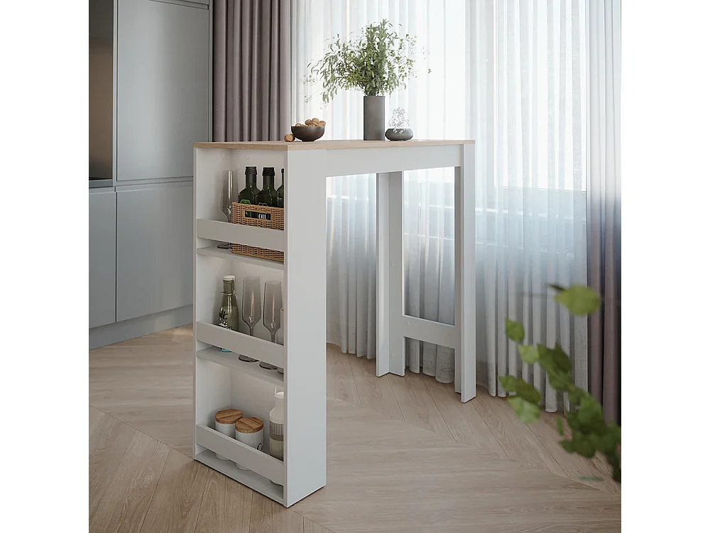 Table de bar blanc/sonoma 45x110x106 repose