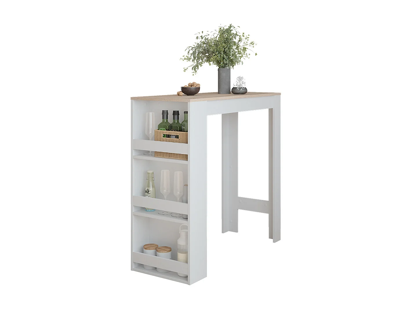 Table de bar blanc/sonoma 45x110x106 repose