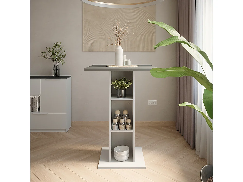 Mesa de bar antracita/blanco 75x75x106 repose