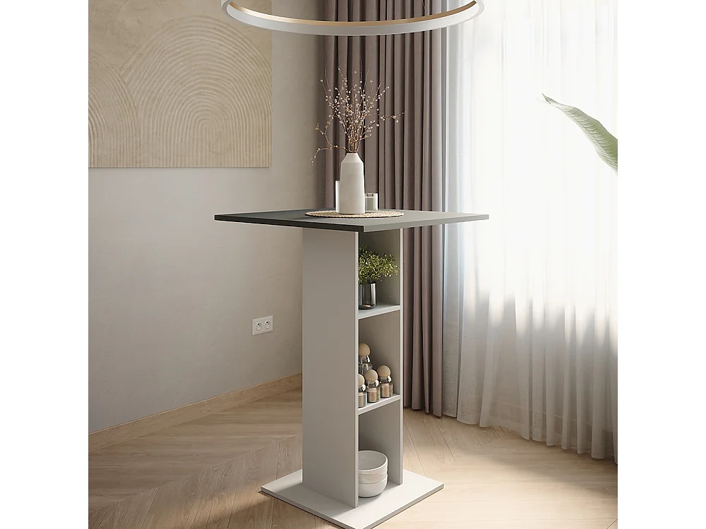 Mesa de bar antracita/blanco 75x75x106 repose