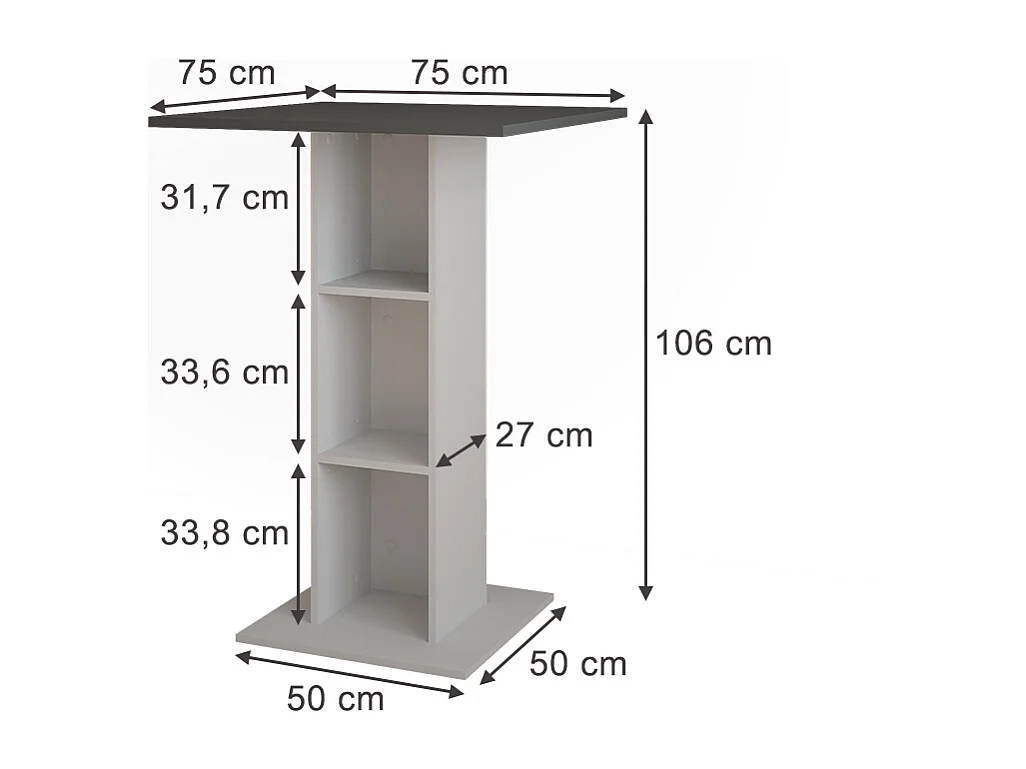 Table de bar anthracite/blanc 75x75x106 repose