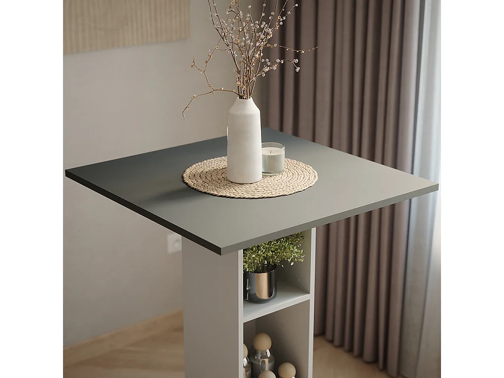 Table de bar anthracite/blanc 75x75x106 repose