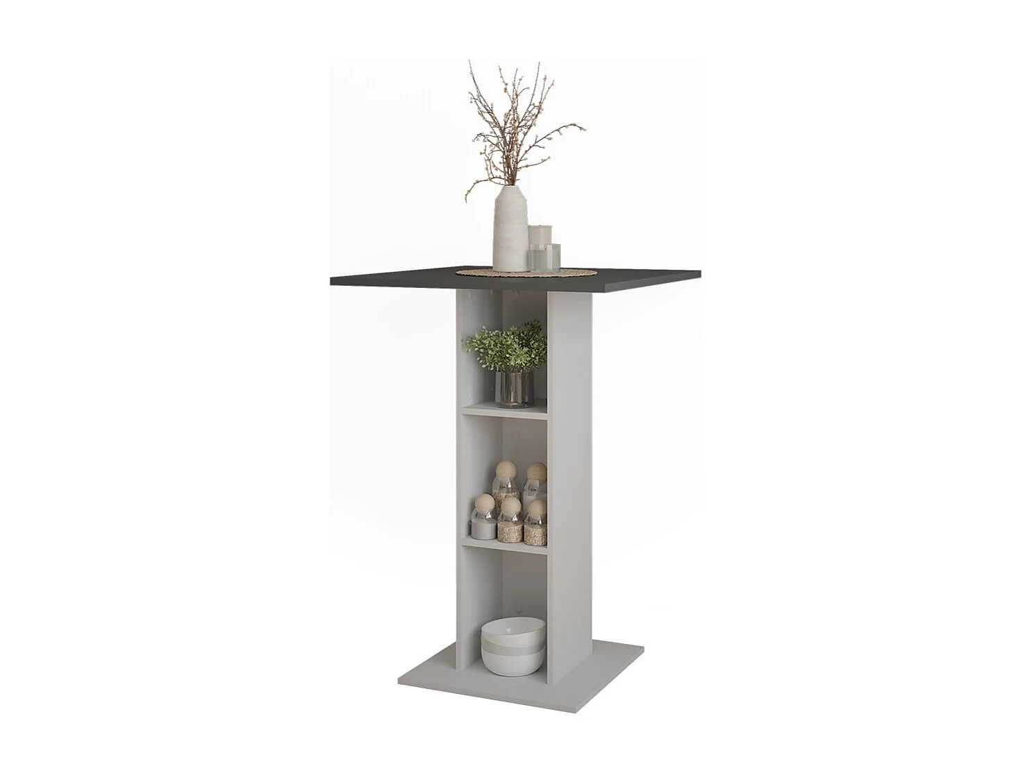Table de bar anthracite/blanc 75x75x106 repose