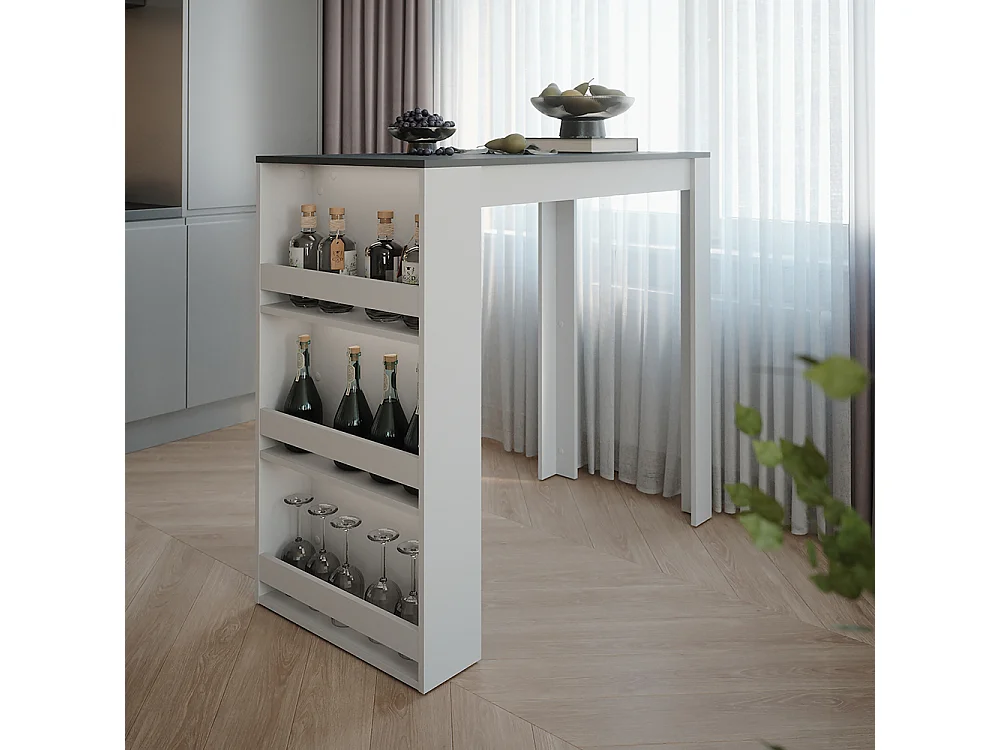 Table de bar blanc/anthracite 57x117x106 repose