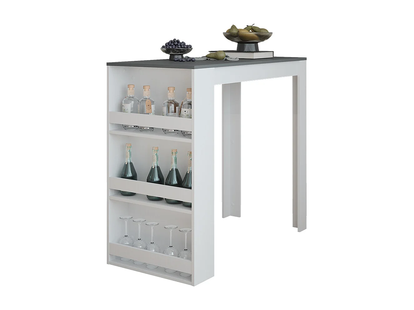 Table de bar blanc/anthracite 57x117x106 repose