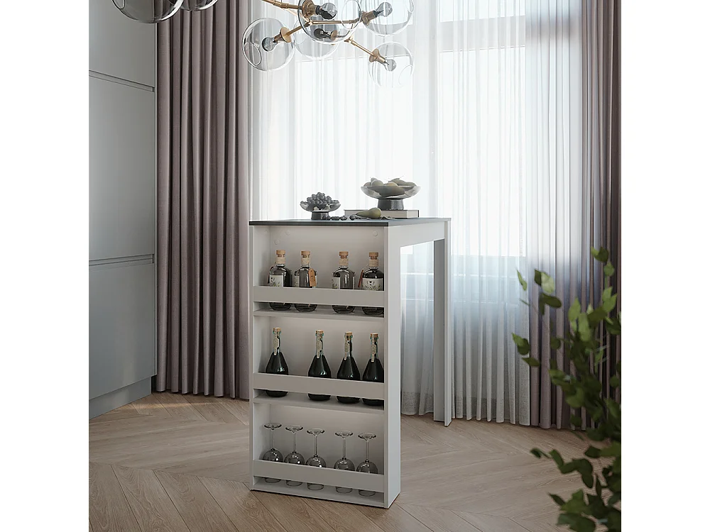 Table de bar blanc/anthracite 57x117x106 repose