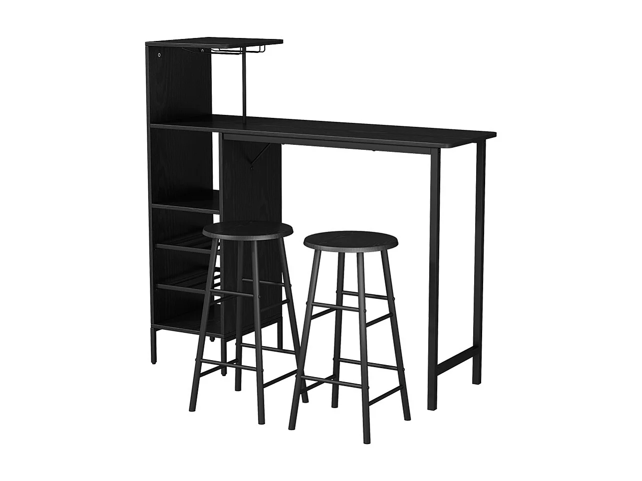 Ensemble table de bar noir 121.5x40x120 naila