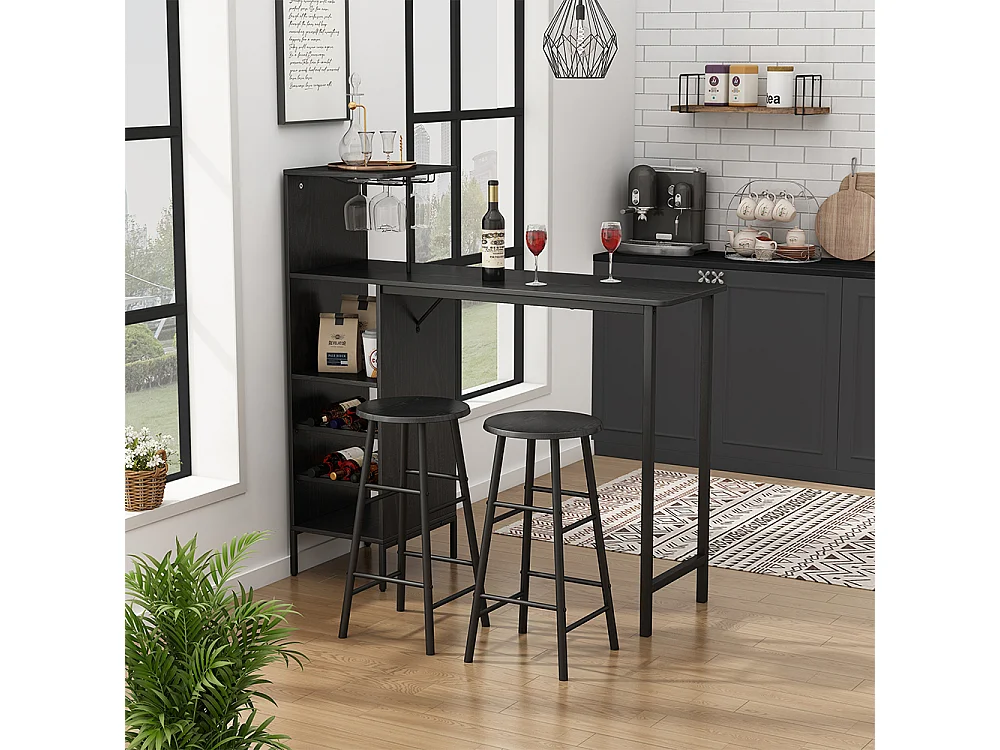 Bar table set black 121.5x40x120 naila
