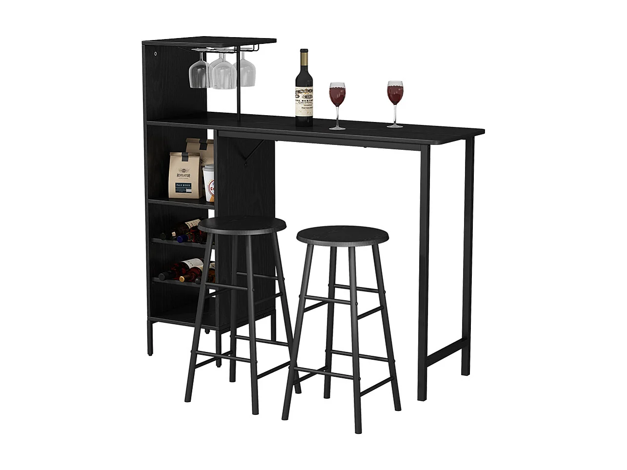 Bar table set black 121.5x40x120 naila
