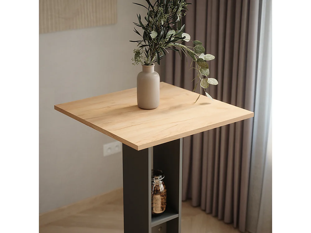 Table de bar chêne doré/anthracite 65x65x106 repose