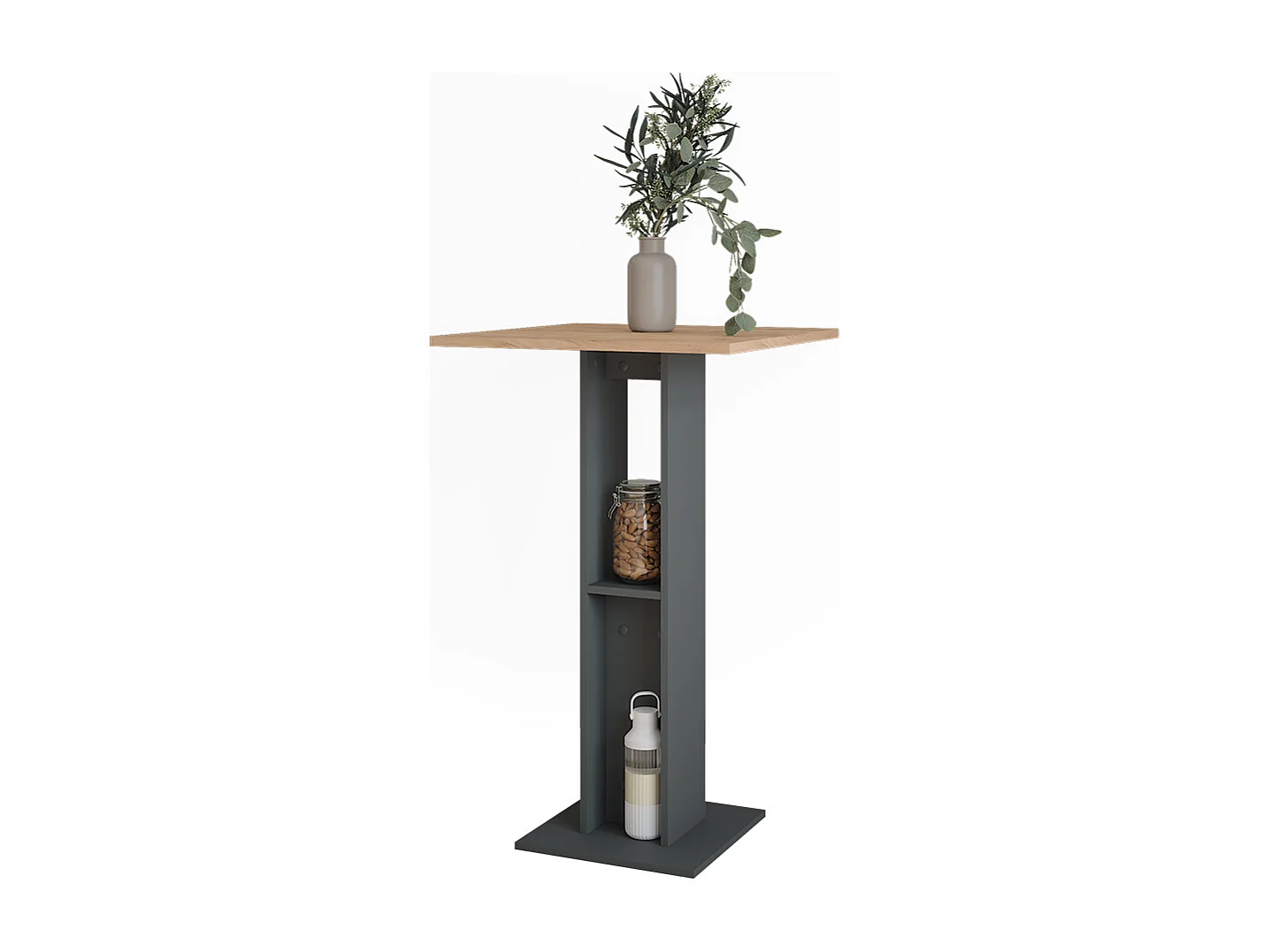 Table de bar chêne doré/anthracite 65x65x106 repose