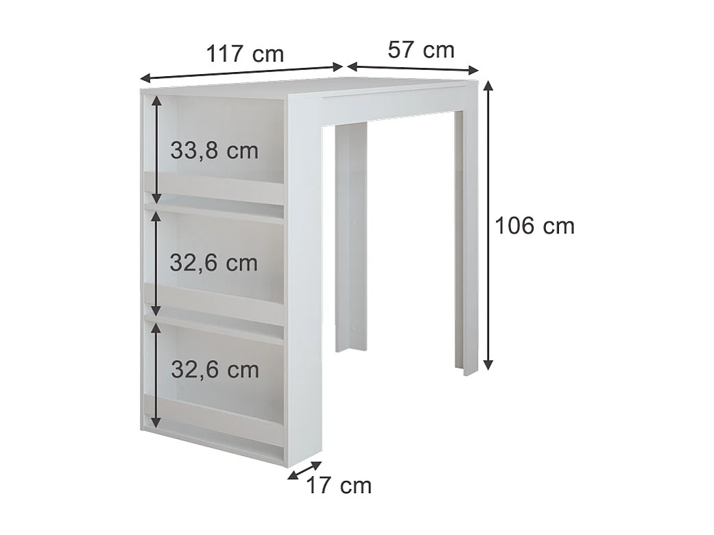 Tavolo da bar bianco 57x117x106 repose