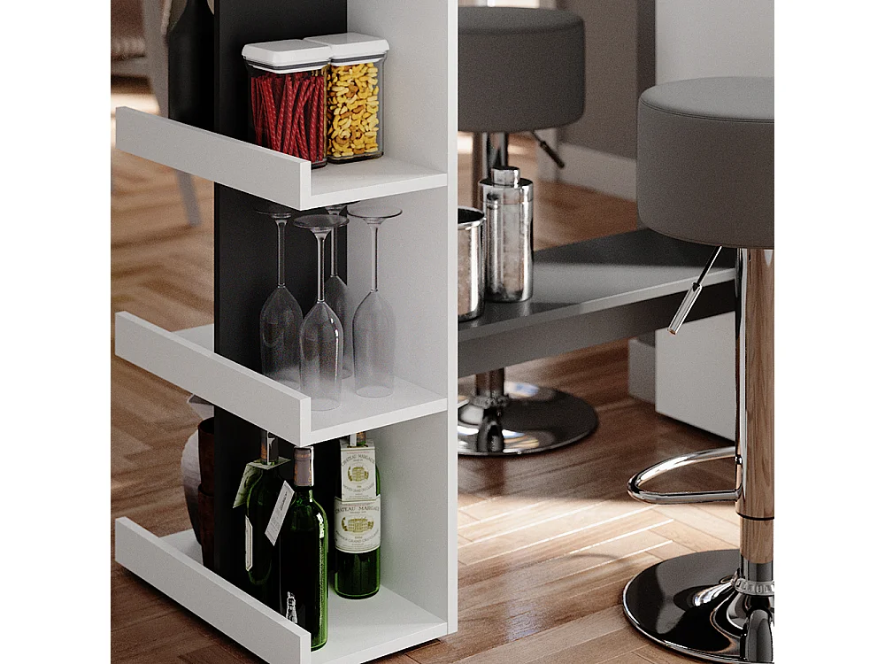 Tavolo bar con sgabelli bianco 108x50x103 dana