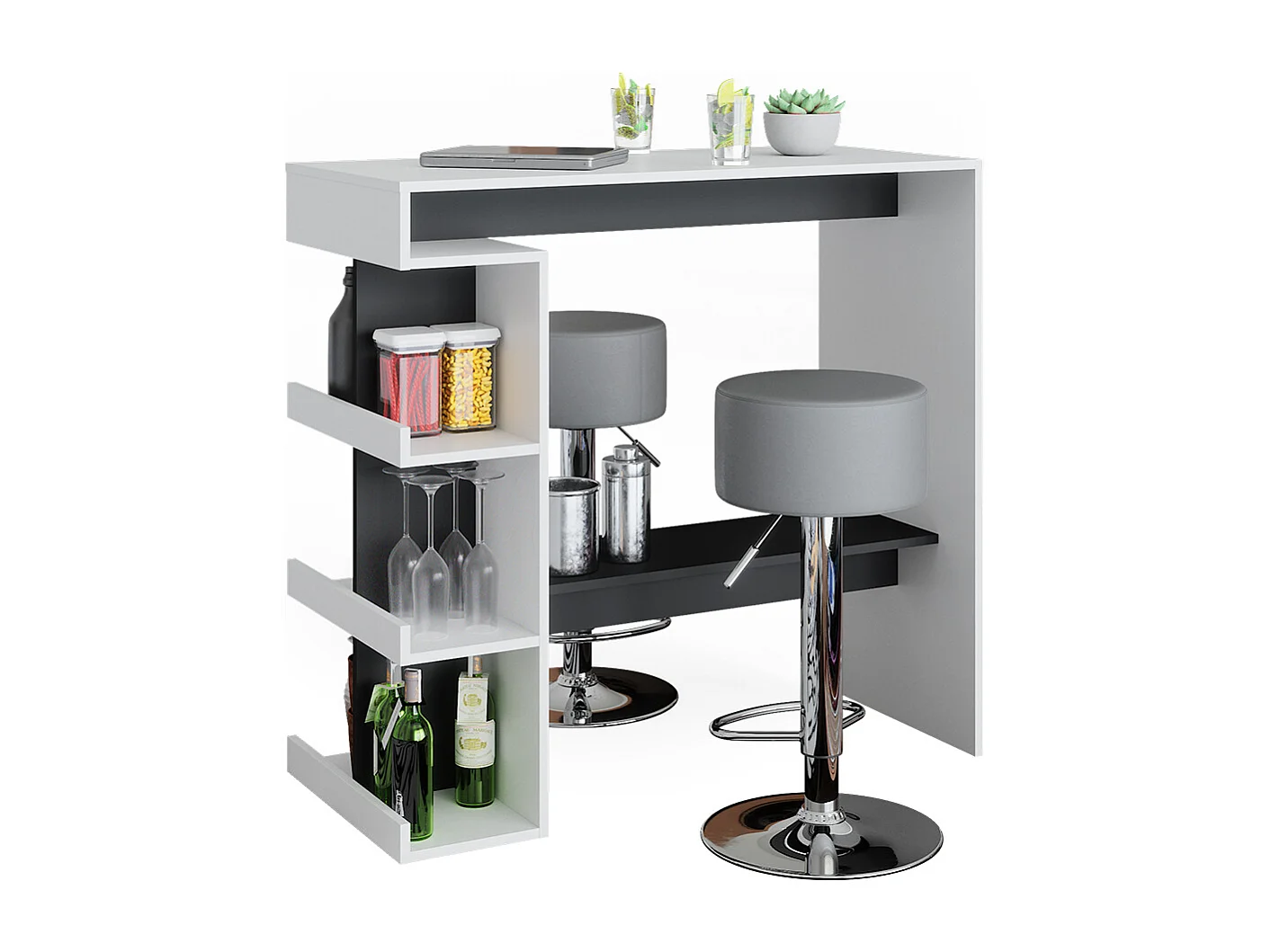 Set de table de bar blanc 108x50x103 dana