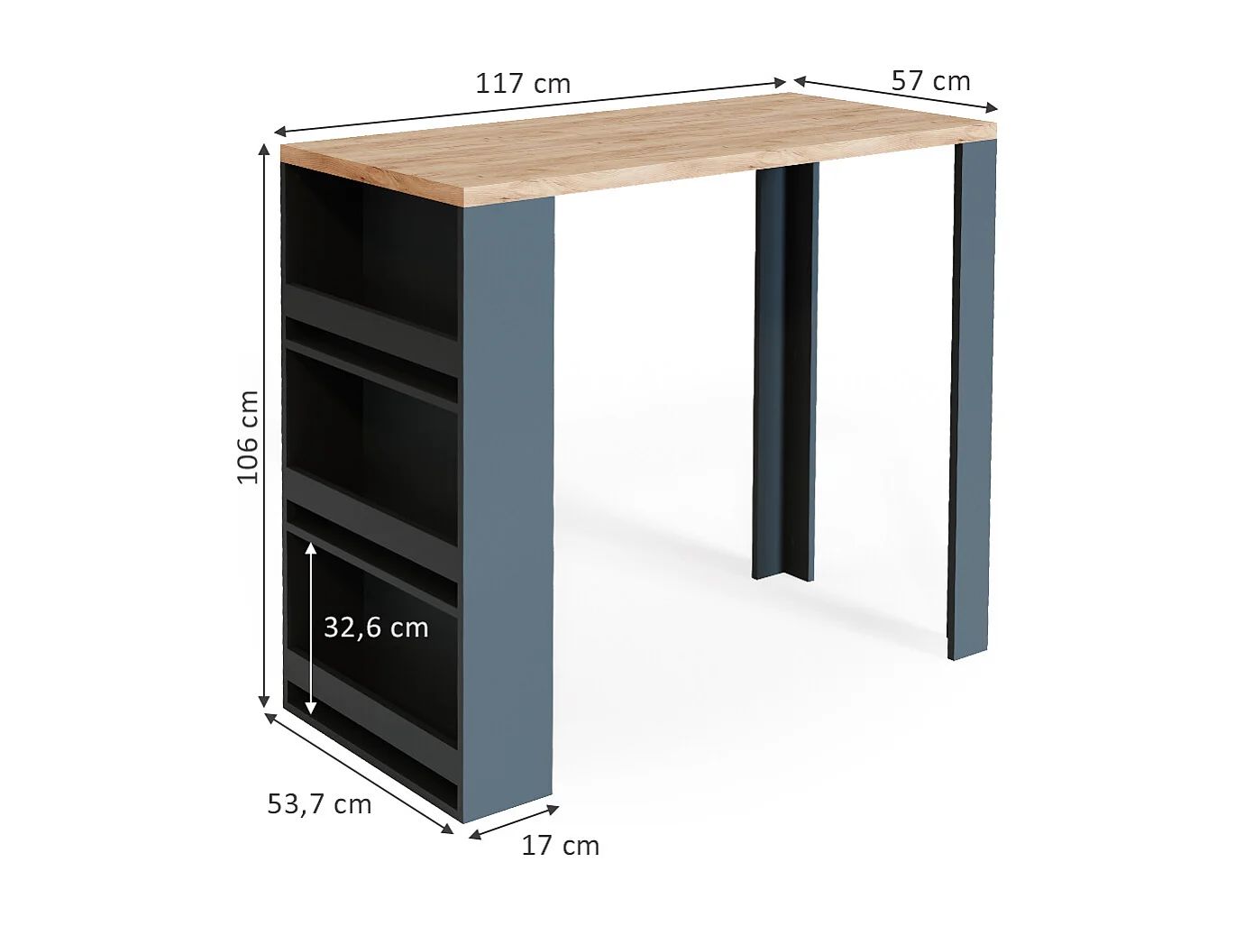 Bartisch eiche 57x117x106