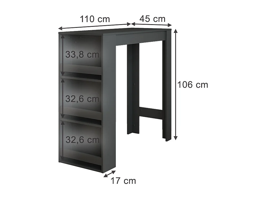 Table de bar anthracite 45x110x106 repose