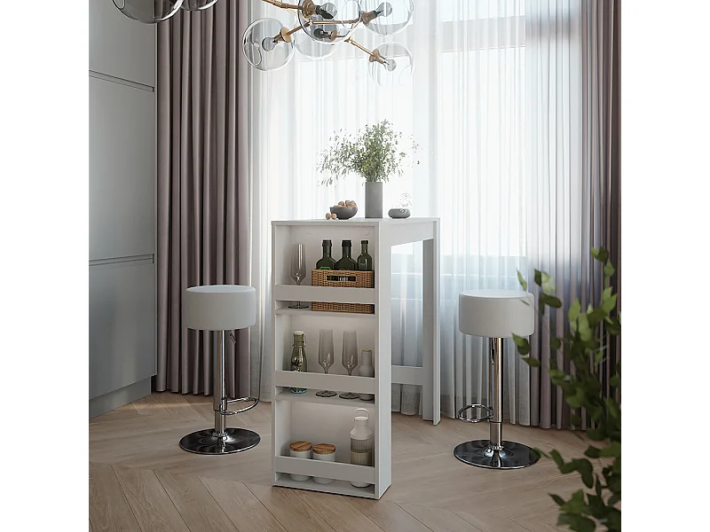 tavolo bar con sgabelli bianco 45x110x106 repose
