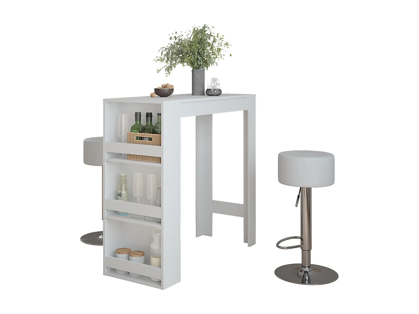 tavolo bar con sgabelli bianco 45x110x106 repose