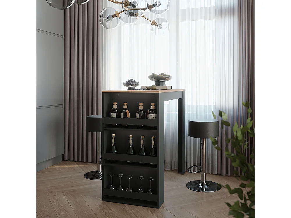 tavolo bar con sgabelli quercia dorata/antracite 57x117x106 repose