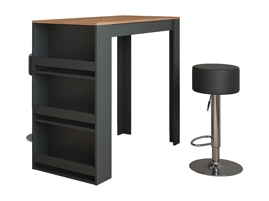 tavolo bar con sgabelli quercia dorata/antracite 57x117x106 repose
