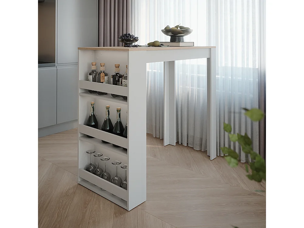 Table de bar blanc/sonoma 57x117x106 repose