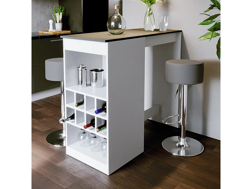 Tavolo bar con sgabelli bianco/antracite 115x50x104.6 ross