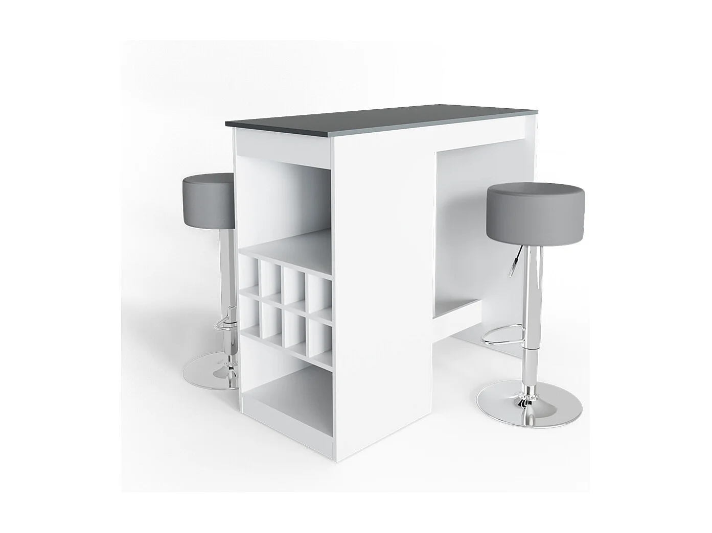 Set de table de bar blanc/anthracite 115x50x104.6 ross