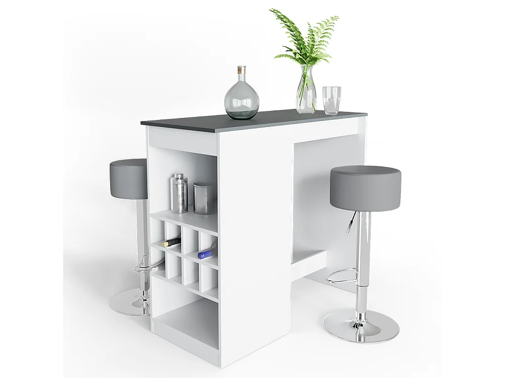 Set de table de bar blanc/anthracite 115x50x104.6 ross