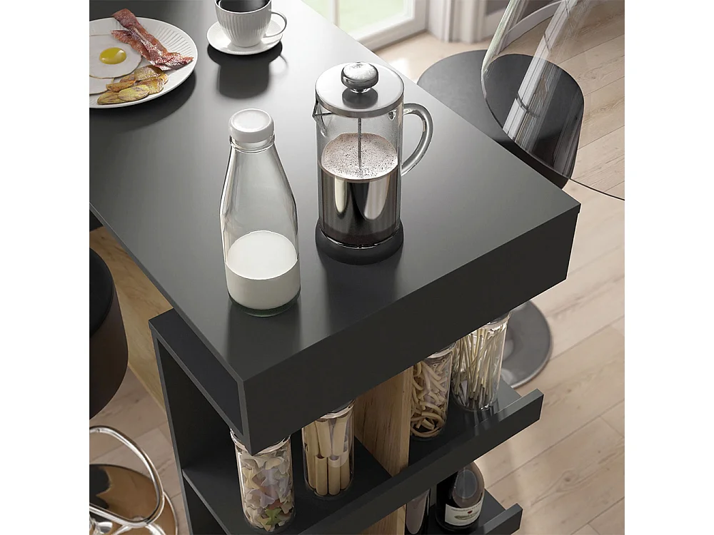 tavolo bar con sgabelli antracite/quercia dorata 108x50x103 dana