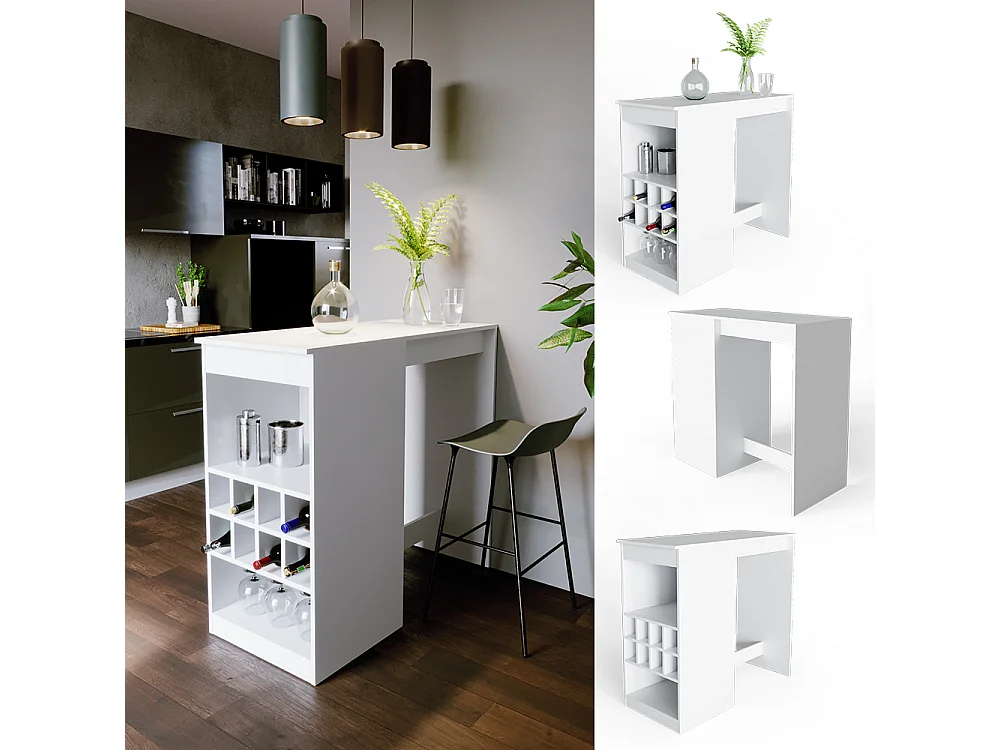 Table de bar blanc 115x50x104.6 ross