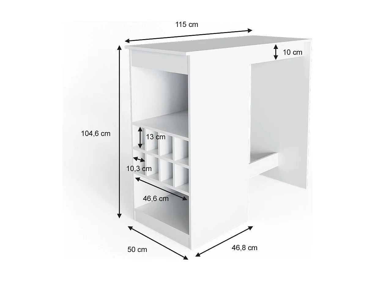 Table de bar blanc 115x50x104.6 ross