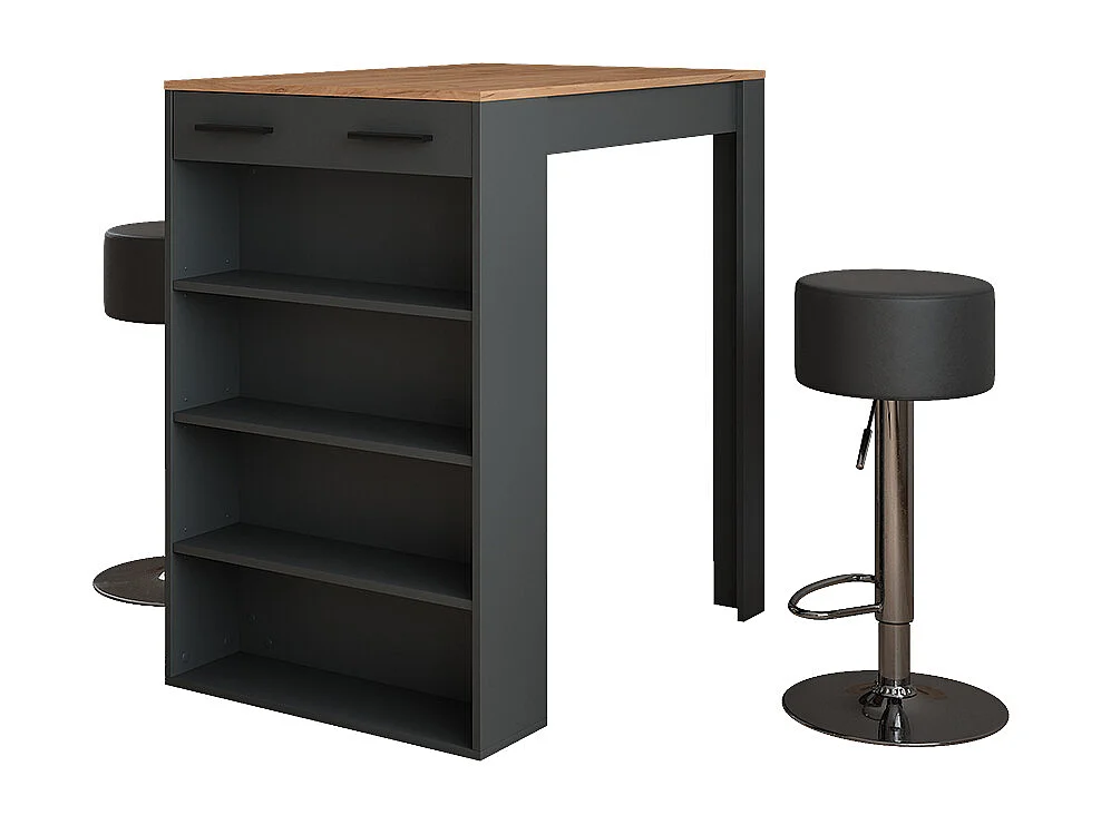 Set de table de bar chêne doré/anthracite 67x100x106 repose