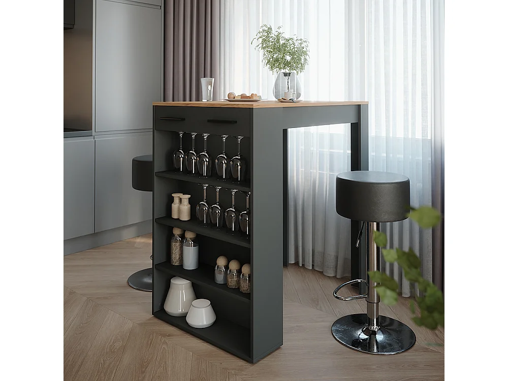 Set de table de bar chêne doré/anthracite 67x100x106 repose