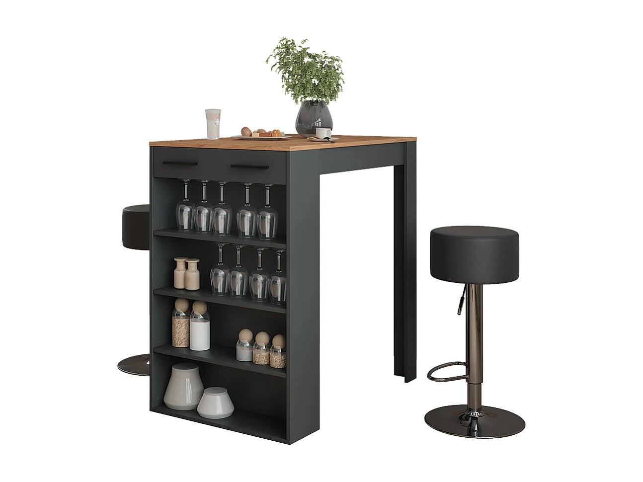 Set de table de bar chêne doré/anthracite 67x100x106 repose