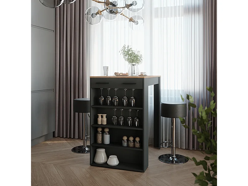 tavolo bar con sgabelli quercia dorata/antracite 67x100x106 repose