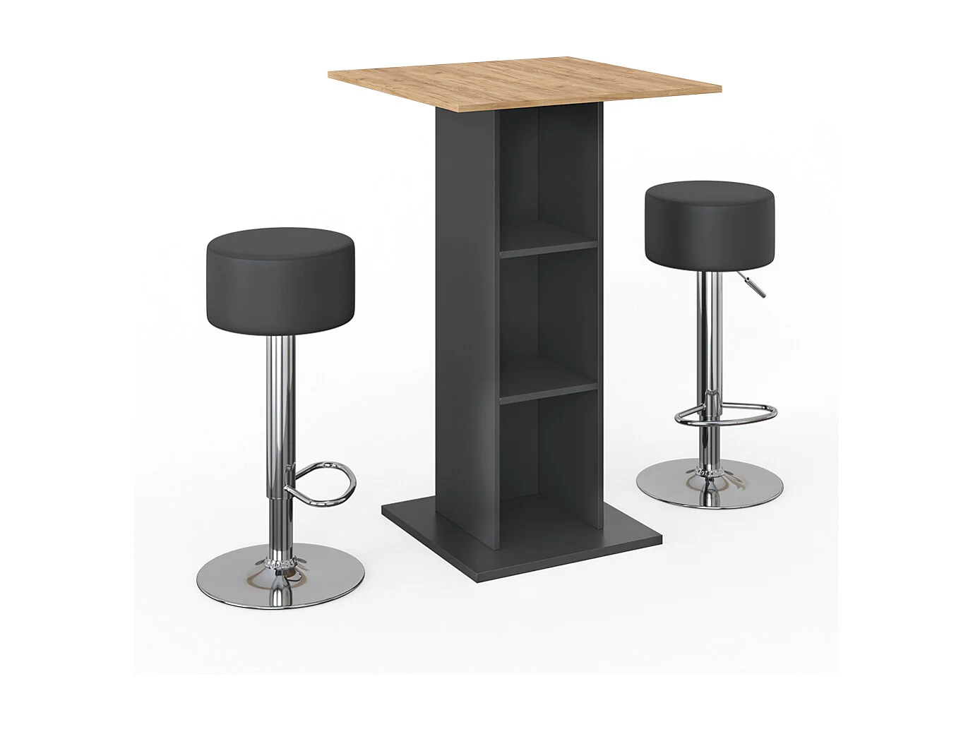 Bartisch-Set anthrazit 70x70x109 rodeo