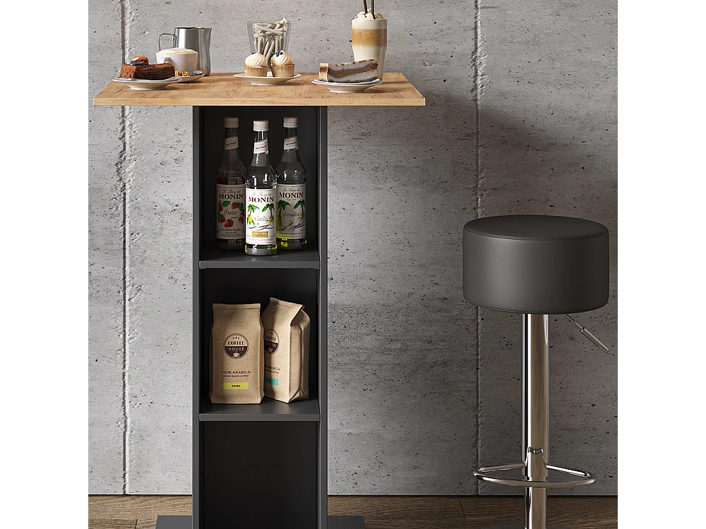 Set de table de bar anthracite 70x70x109 rodeo