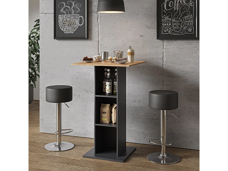 Set de table de bar anthracite 70x70x109 rodeo