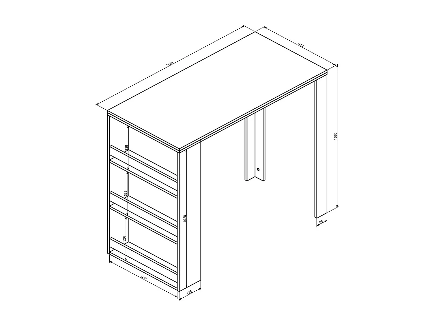Bartisch anthrazit 57x117x106