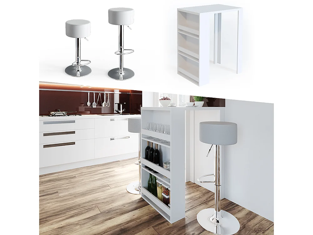 Table de bar blanc 57x80x106