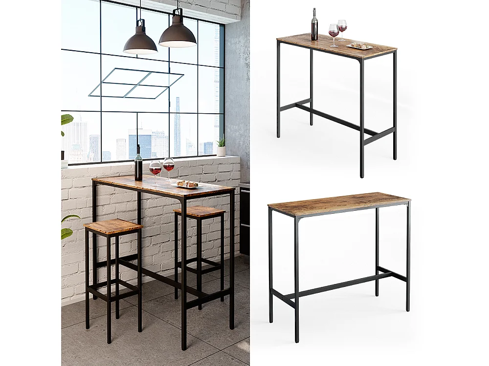 Table de bar bois antique 120x50x105 fyrk