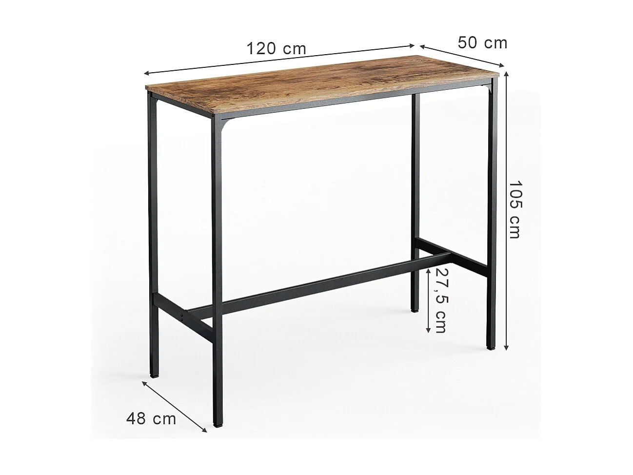 Table de bar bois antique 120x50x105 fyrk
