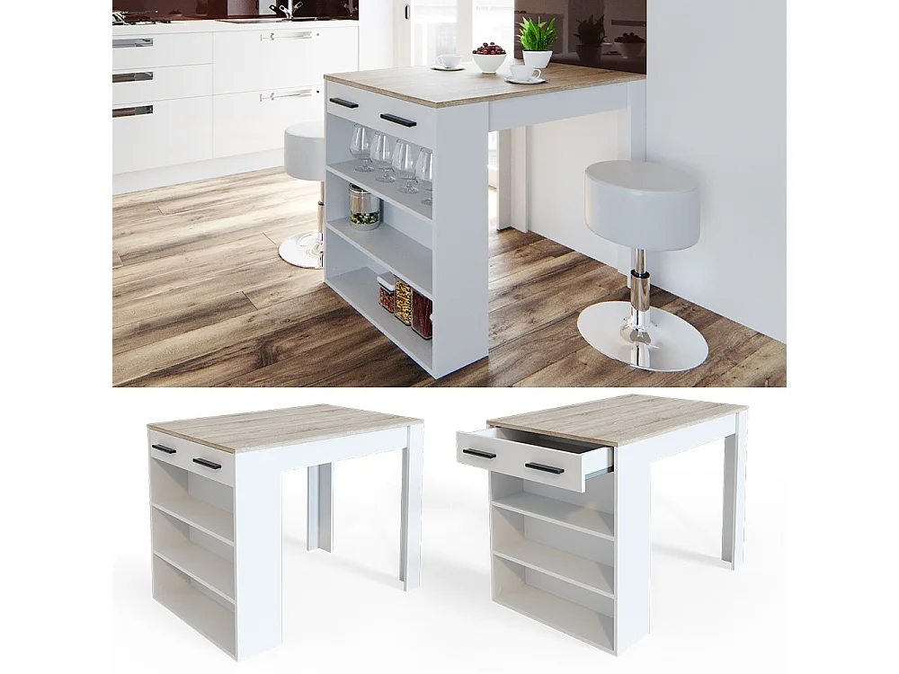 Esszimmertisch sonoma/weiß 67x100x77.5 repose