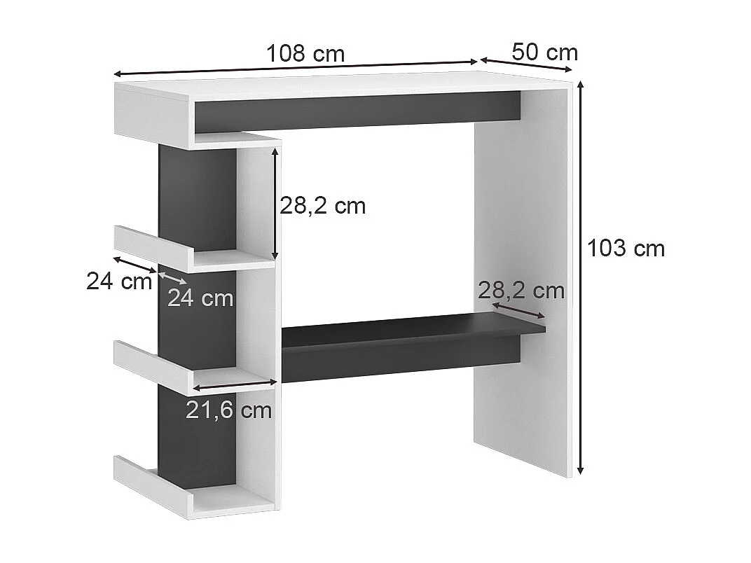 Table de bar blanc 108x50x103 dana