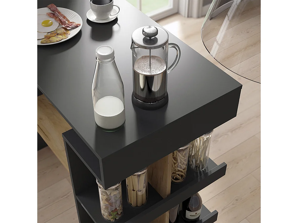 Table de bar anthracite/chêne doré 108x50x103 dana